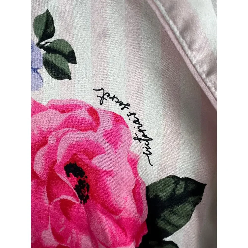 Victoria’s Secret Pink‎ Stripe Floral Satin Pajama Top S